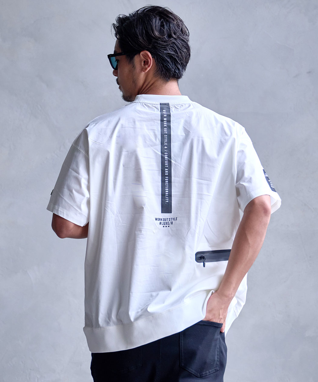 LUXE/R（ラグジュ） Tシャツ メンズ 半袖 モックネック ナイロン 布帛