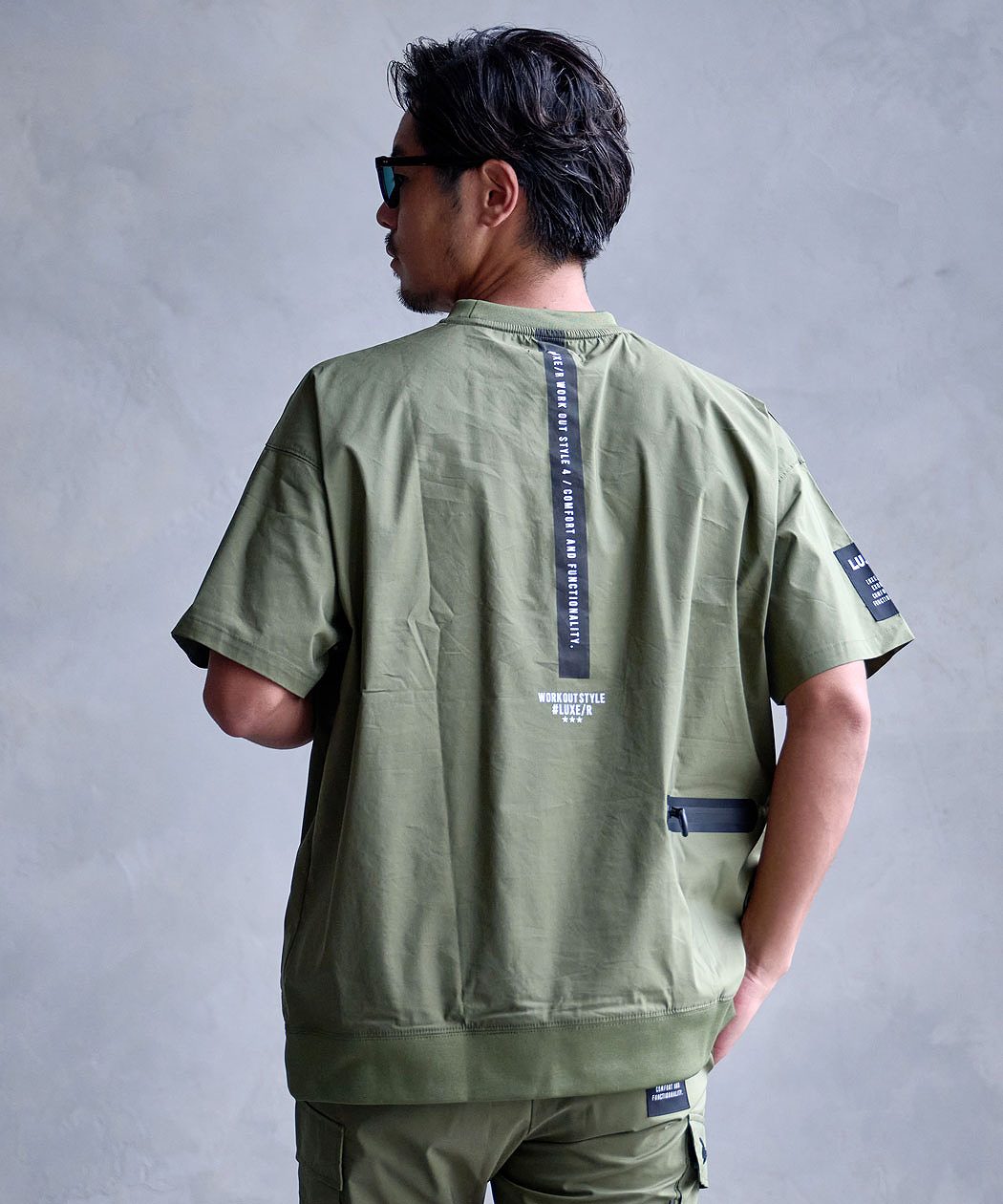 LUXE/R（ラグジュ） Tシャツ メンズ 半袖 モックネック ナイロン 布帛