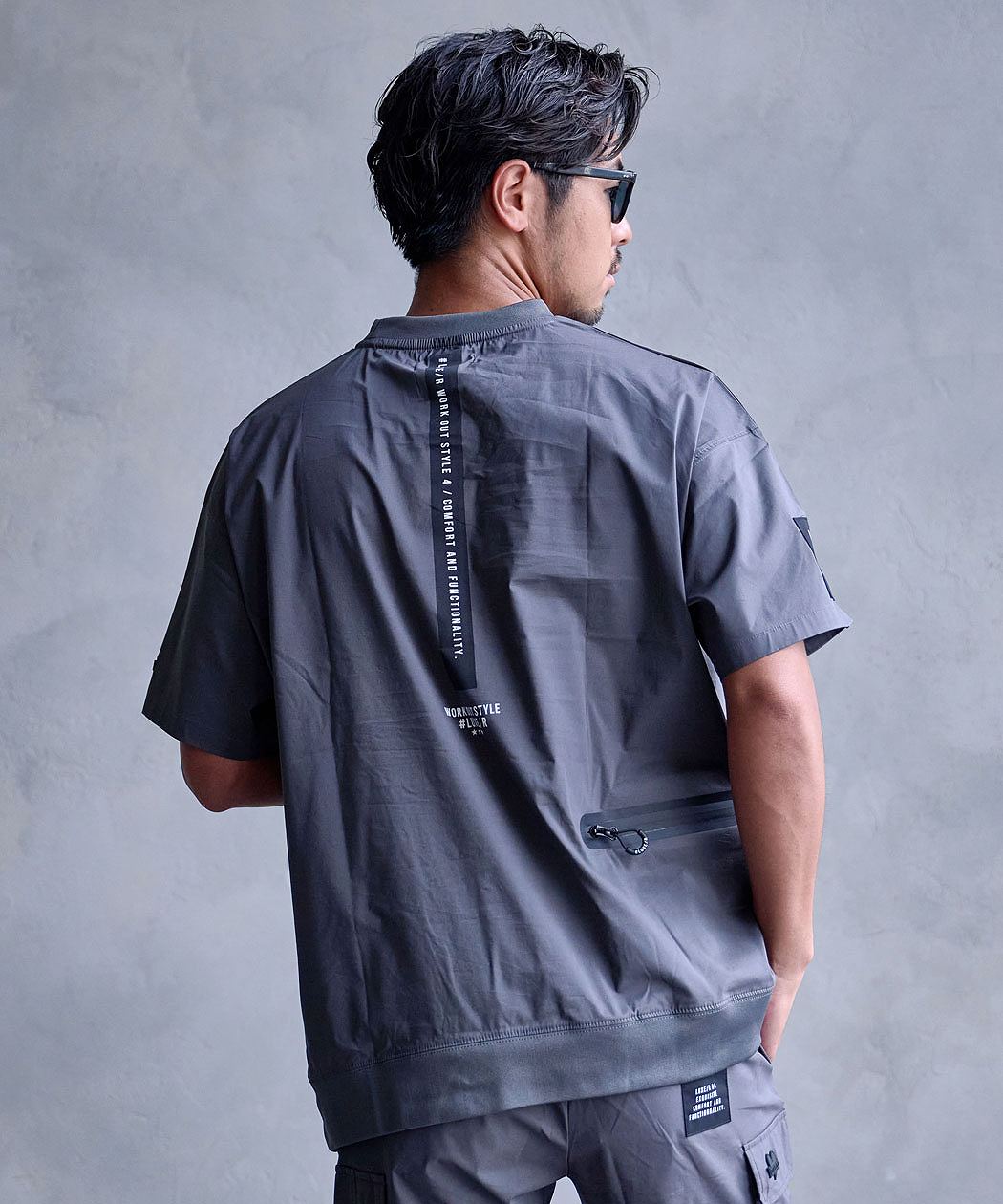 LUXE/R（ラグジュ） Tシャツ メンズ 半袖 モックネック ナイロン 布帛
