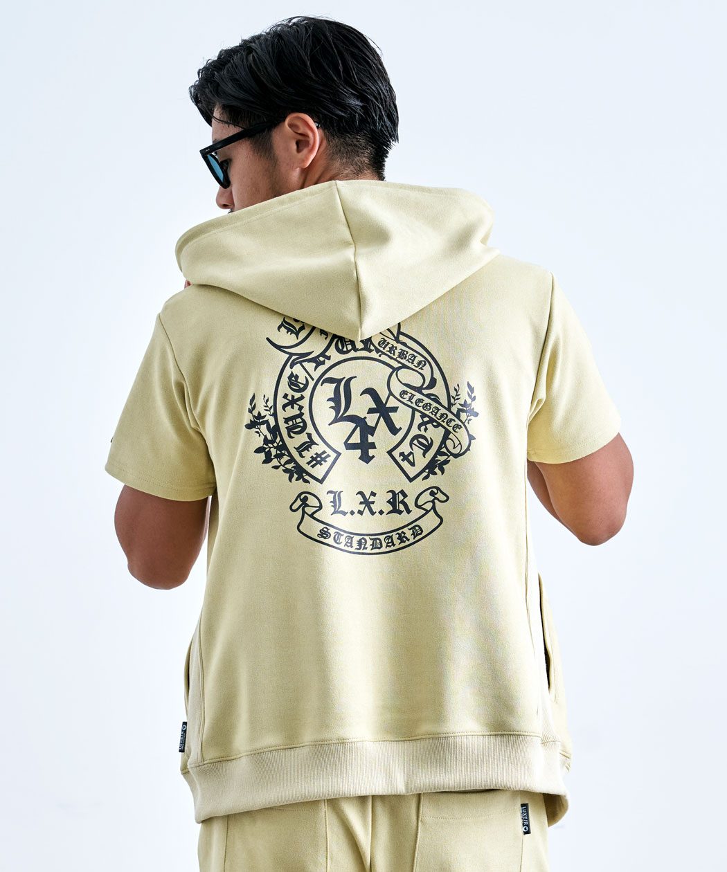 LUXE/R（ラグジュ） パーカー メンズ 半袖 ジップ スウェード 大きい