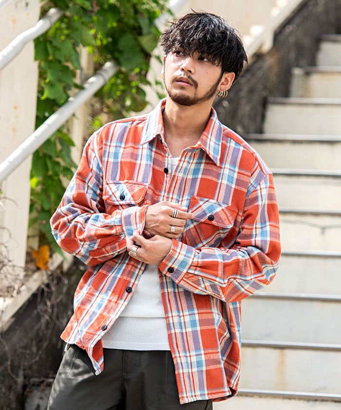 Amazon.co.jp: 厚手 長袖シャツ チェックシャツ メンズ