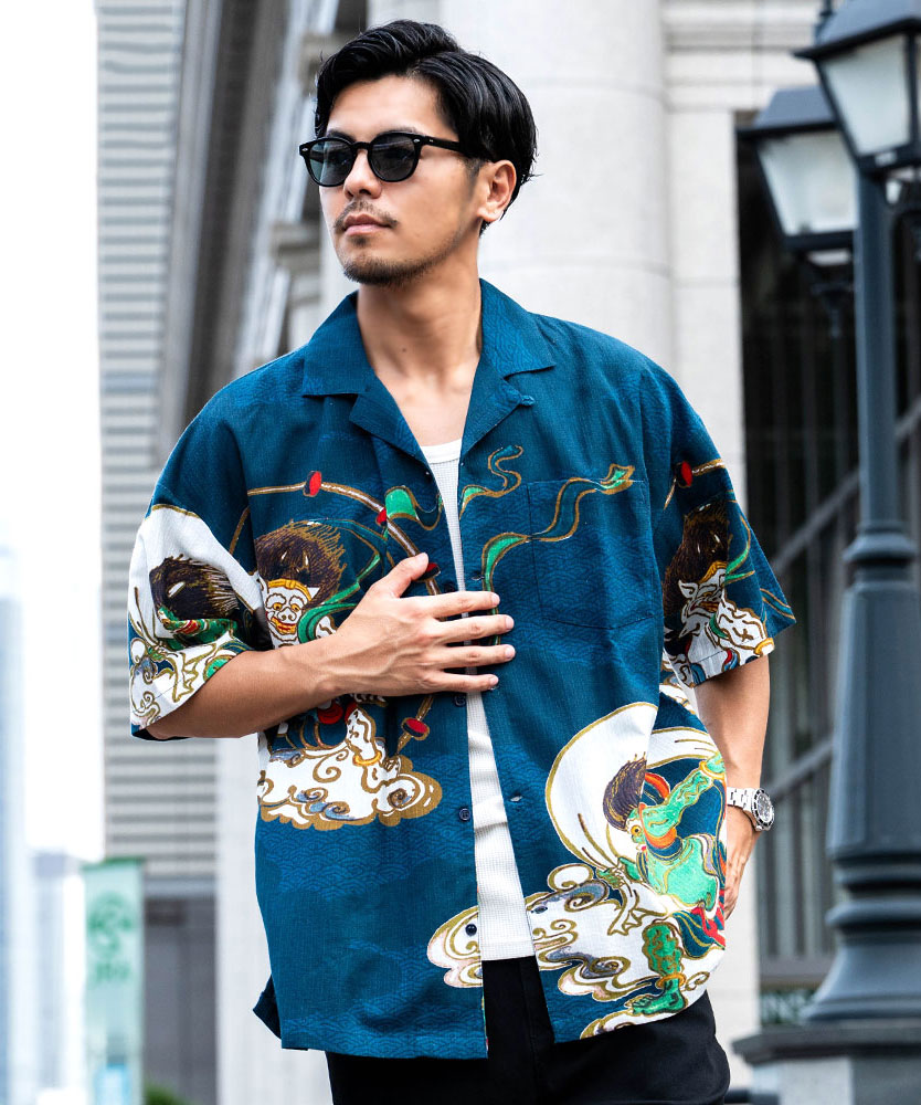 Amina カジュアルシャツ メンズ 50代 ?60 綿 半袖 夏 オープンカラー