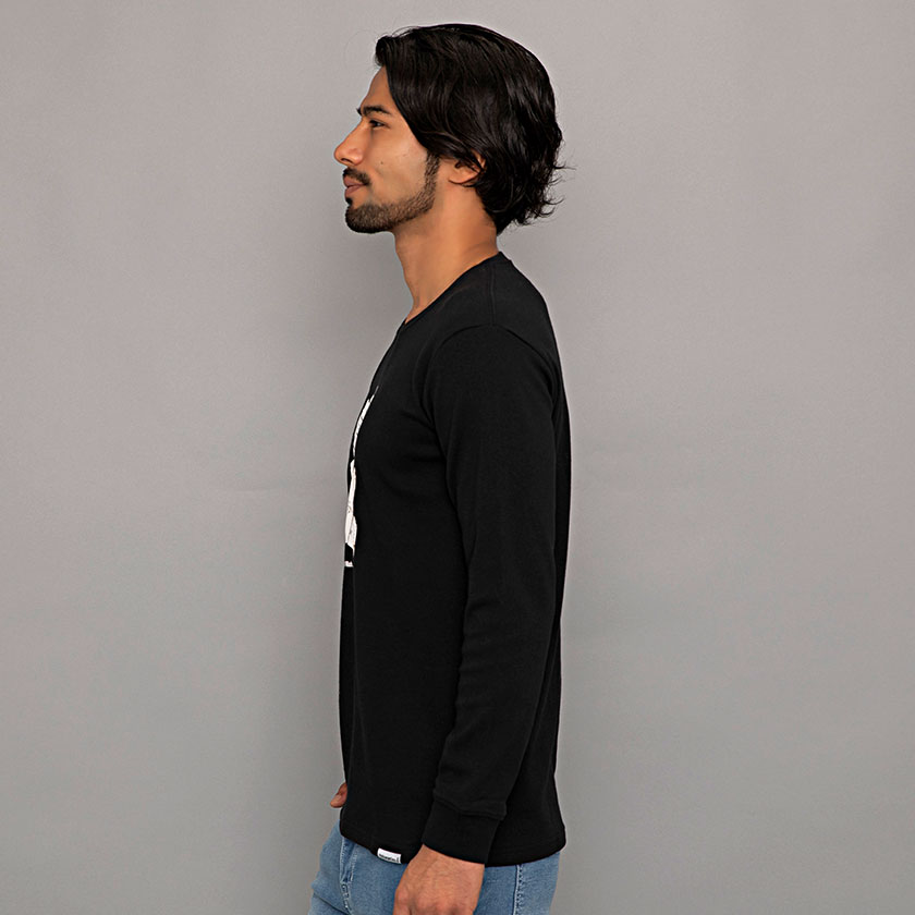 フード付き黒長袖Tシャツ SILVER BULLET ロンT メンズ 長袖Tシャツ パンク トップス