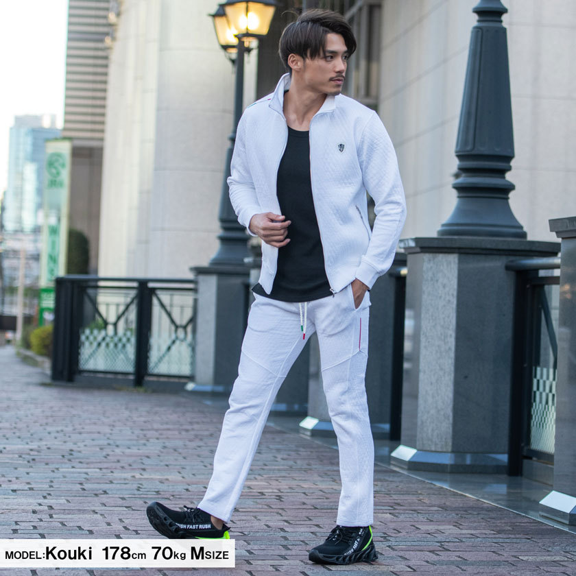 Quot スウェットパンツ Viola カジュアル ジャージ ストレッチ スポーツ セットアップ可 パイピング ビター系 ボトムス メンズ ラグスポ ロング丈 冬 秋 一番の贈り物 メンズ