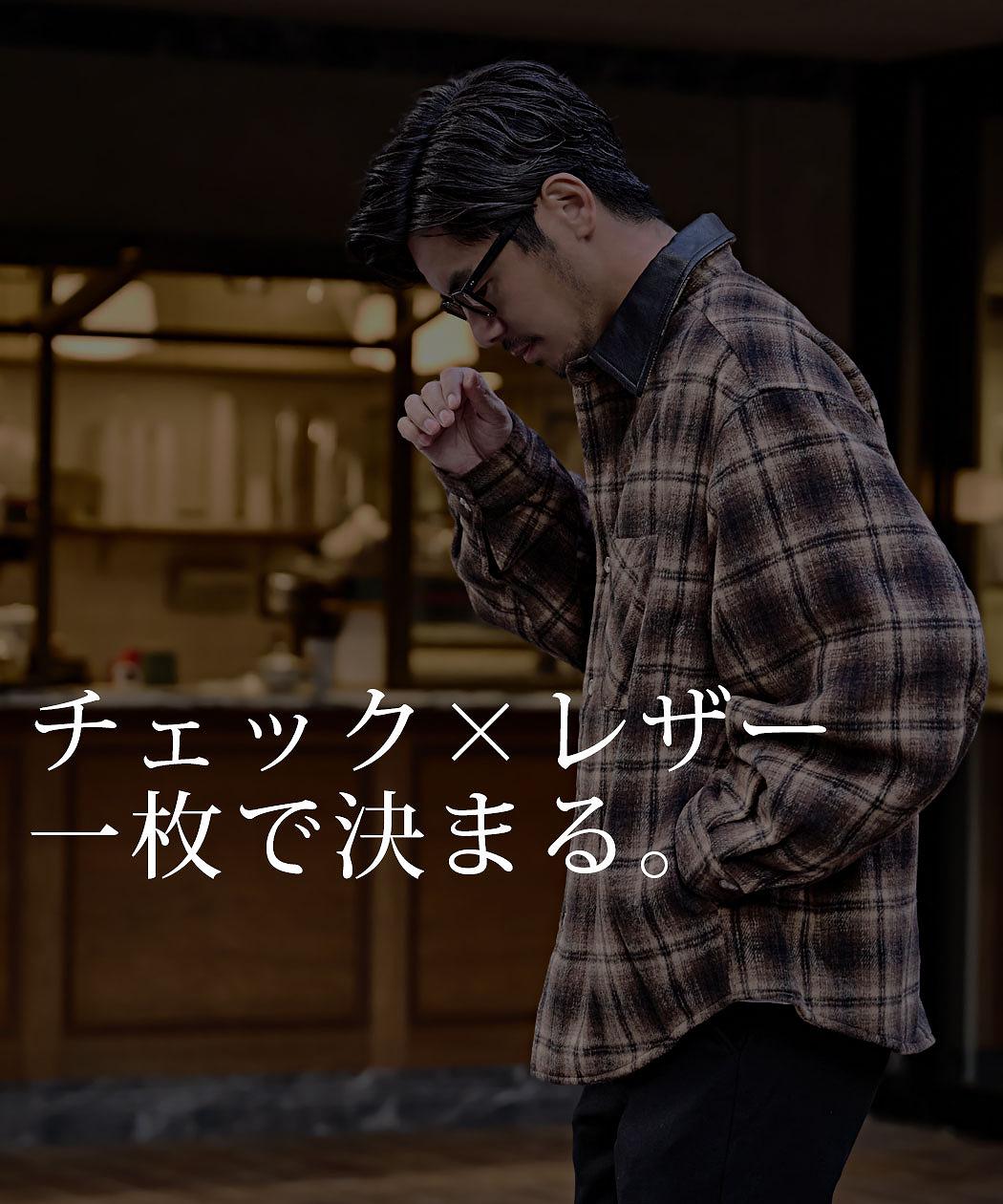 モンタ即完売品美品名作SHELLACシープスキン×チェックネル ジャケット SILVER BULLET（シルバーバレット） チェックジャケット メンズ
