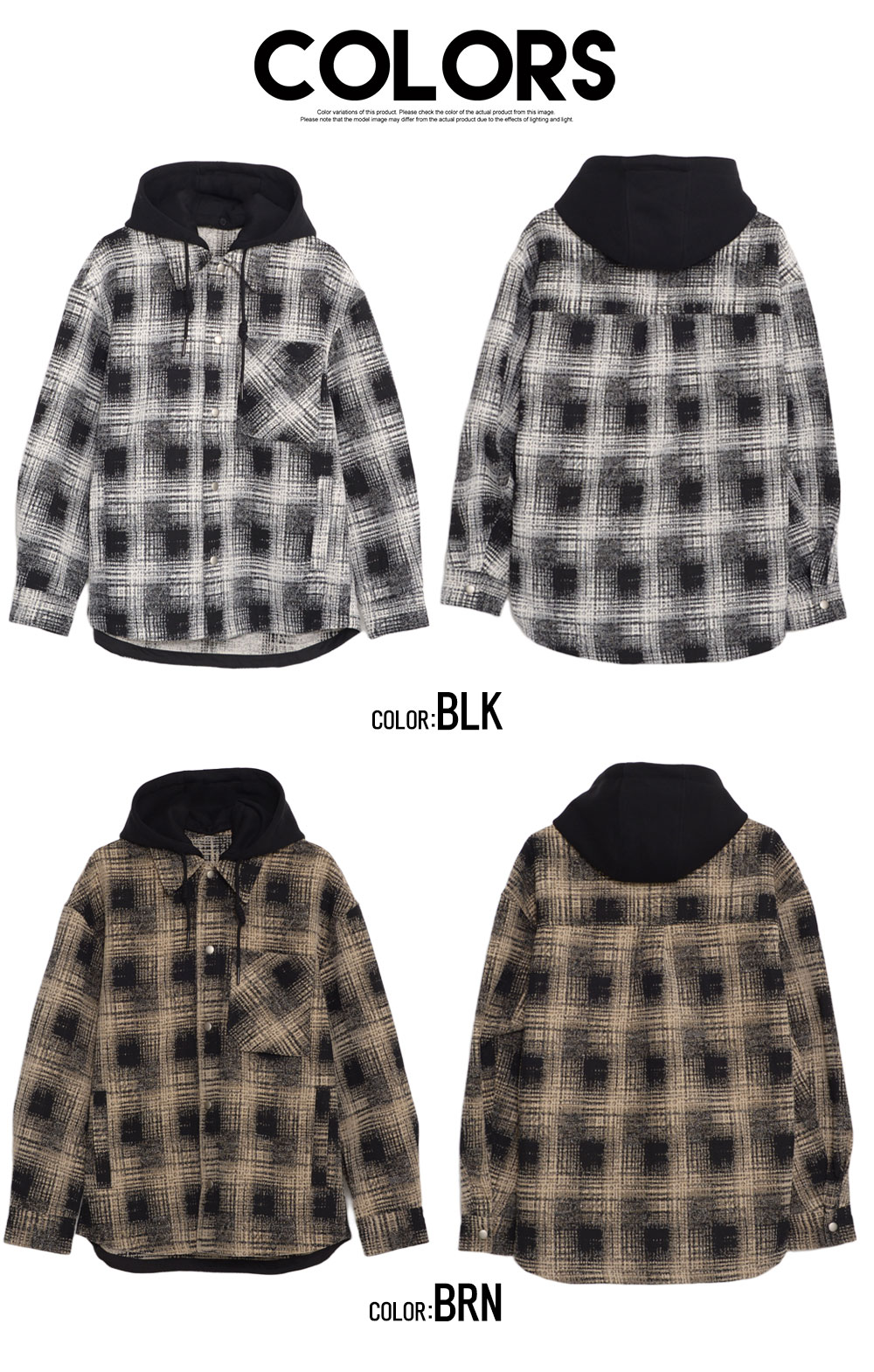 グレー・チェック柄フード付きジャケット フード付きチェック柄シャツジャケット - ブルー | ZARA Japan / 日本