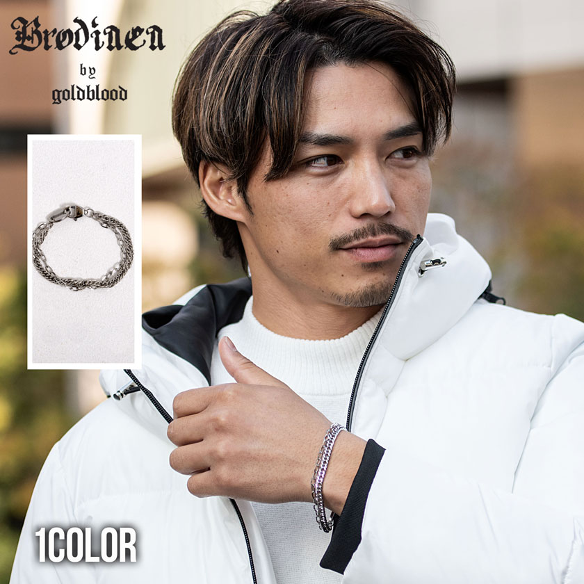 Yahoo! Yahoo!ショッピング(ヤフー ショッピング)ブレスレット メンズ アクセサリー ダブルチェーン ファインスチール ステンレス ワンポイント シンプル （郵）