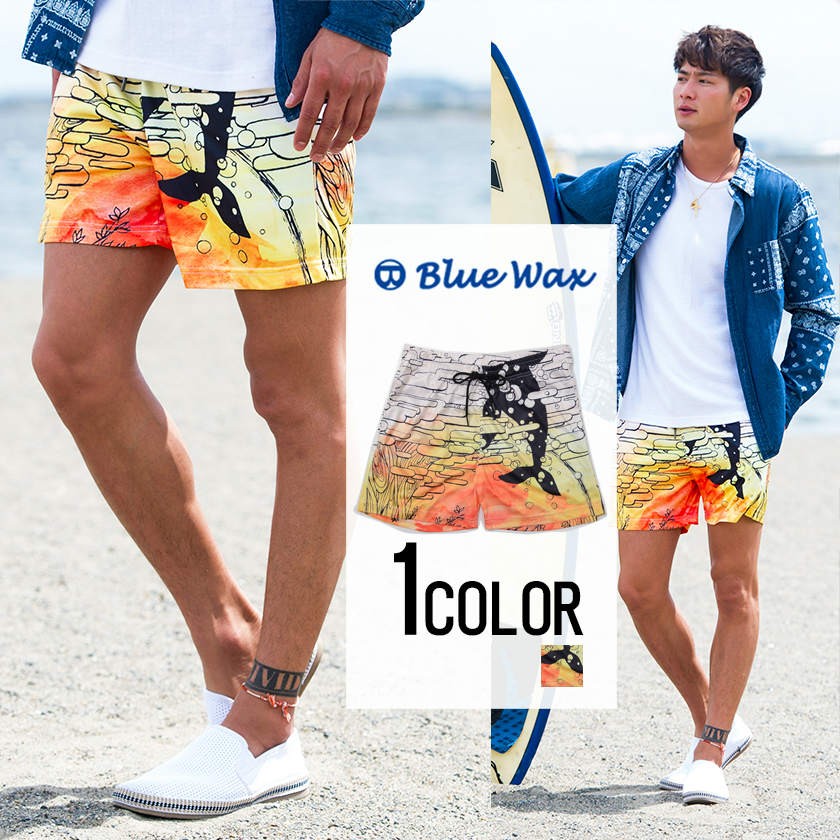 海パン メンズ Blue Wax ブルーワックス Sunset whale Surf Shorts/全1 