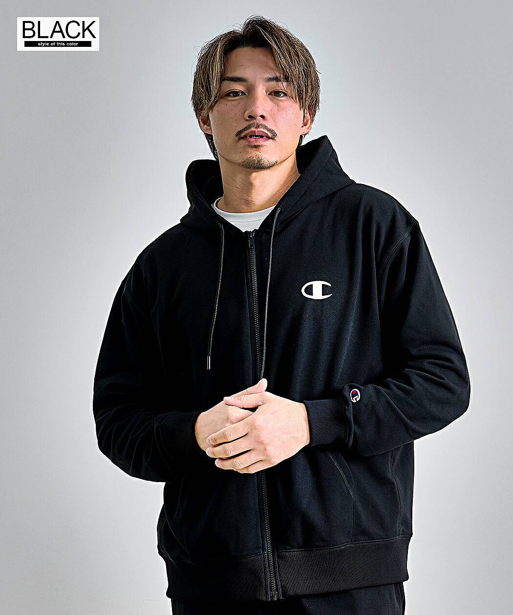 日本一チャンピオン記念ジップパーカー Lサイズ　黒 Champion（チャンピオン） パーカー メンズ 長袖 ブランド 大きい