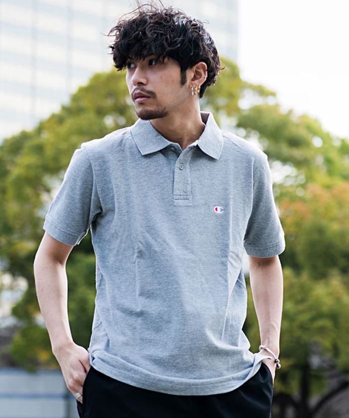 ポロシャツ メンズ 半袖 Champion チャンピオン POLO SHIRT 白 黒