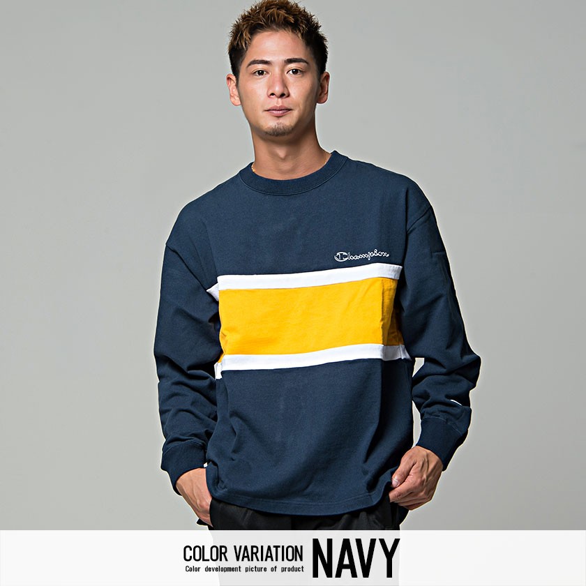 Champion 長袖Tシャツ メンズ チャンピオン 切替デザインロング