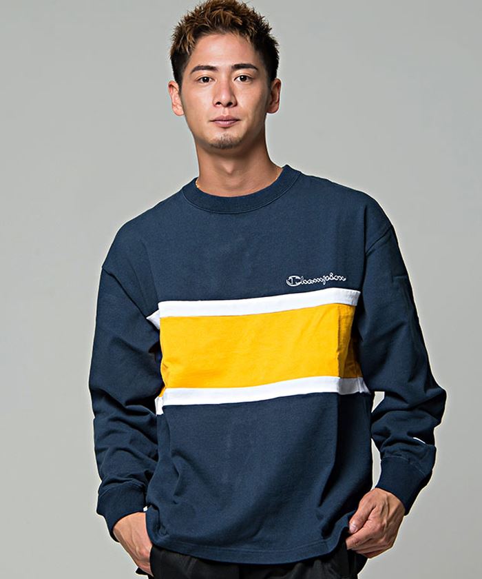 Champion 長袖Tシャツ メンズ チャンピオン 切替デザインロング