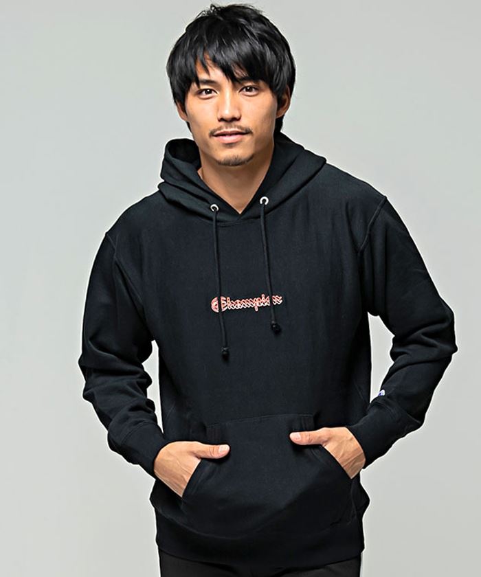 パーカー メンズ Champion チャンピオン ロゴ刺繍入り長袖プル