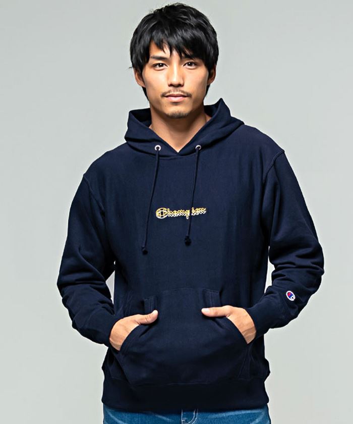 パーカー メンズ Champion チャンピオン ロゴ刺繍入り長袖プルオーバー