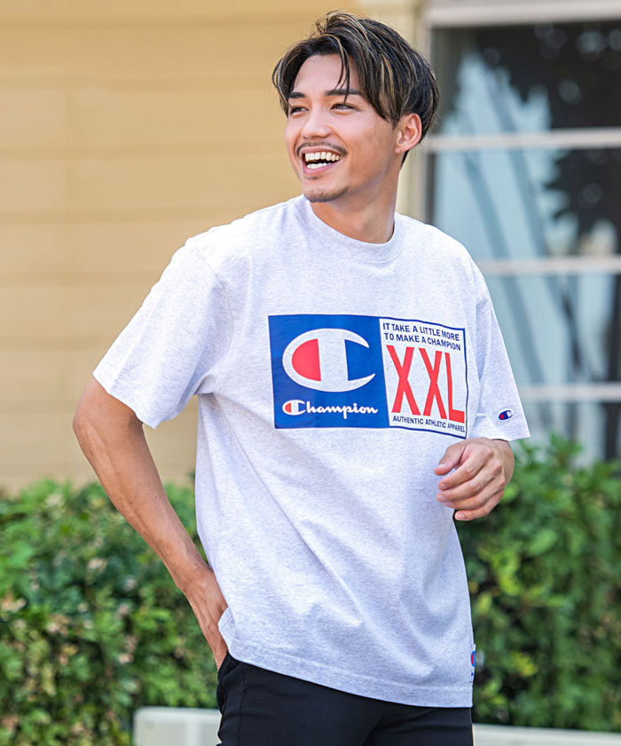 Champion チャンピオン Tシャツ メンズ 半袖 白 接触冷感 大きいサイズ ロゴ プリント ...