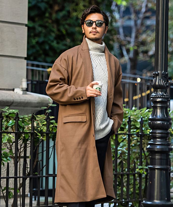チェスターコート メンズ 大きいサイズ ロング コーデ 40代 50代  