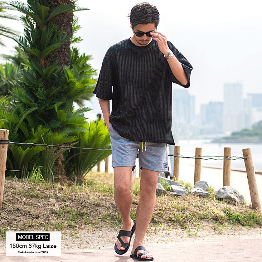 Tシャツ メンズ 半袖 無地 ブランド 綿 厚手 大きいサイズ ゆったり サマーニット ワッフル グレー 白 黒 カジュアル | CavariA | 06