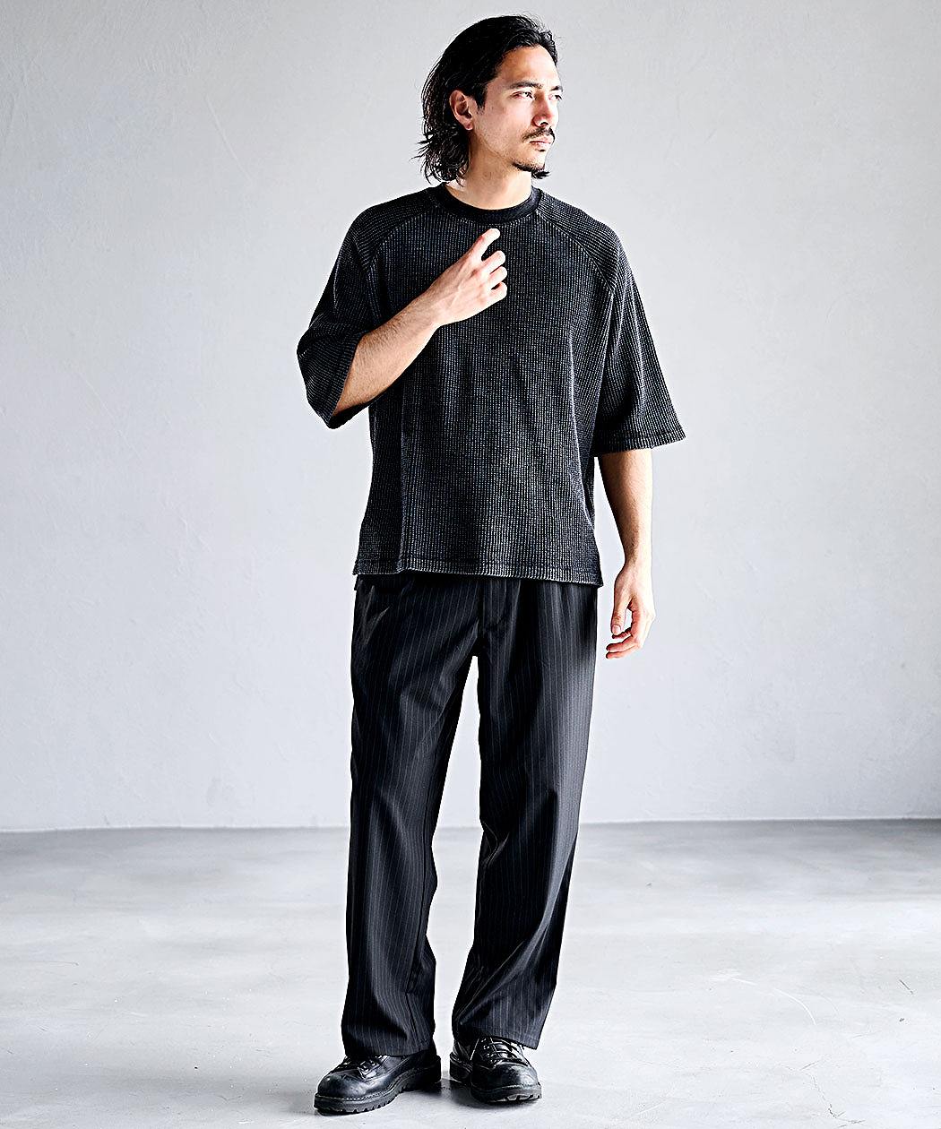 CavariA（キャバリア） Tシャツ メンズ 半袖 5分袖 綿100% ワッフル