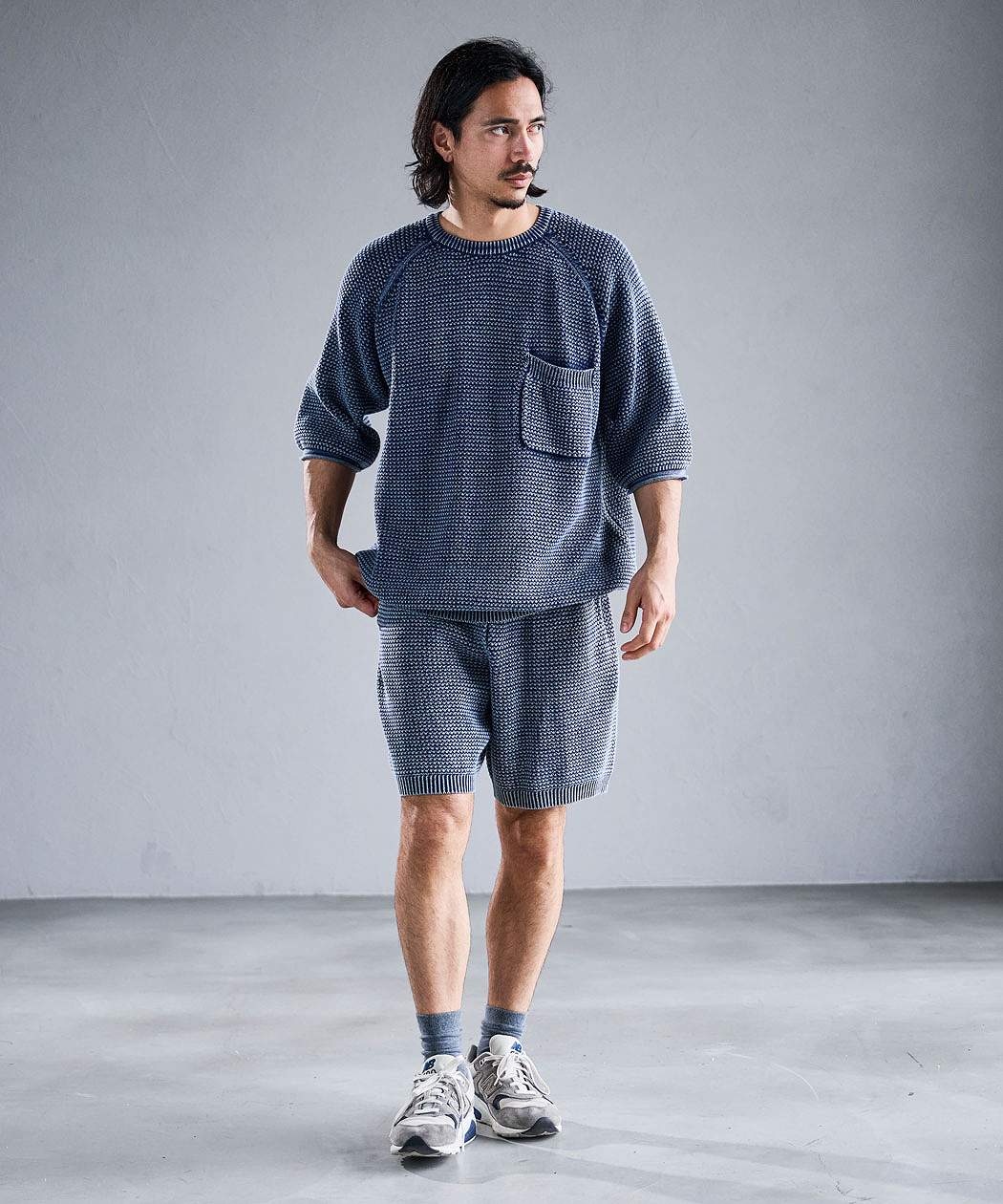 CavariA（キャバリア） Tシャツ メンズ 半袖 5分袖 綿100% ワッフル
