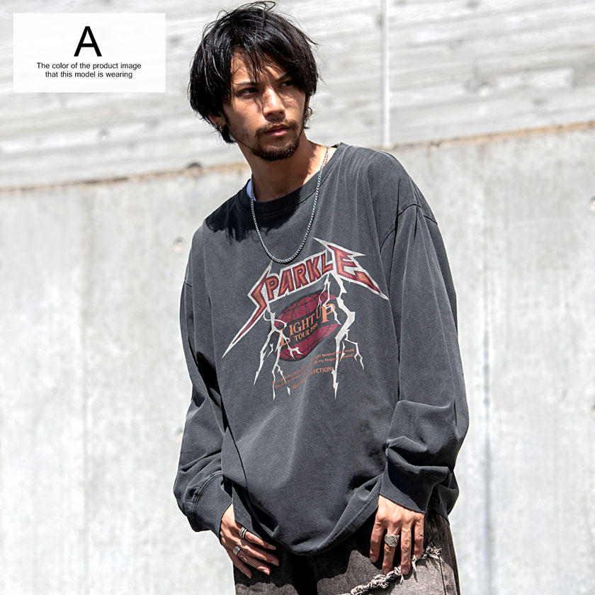 CavariA（キャバリア） ロンT メンズ Tシャツ 長袖 プリント クルー