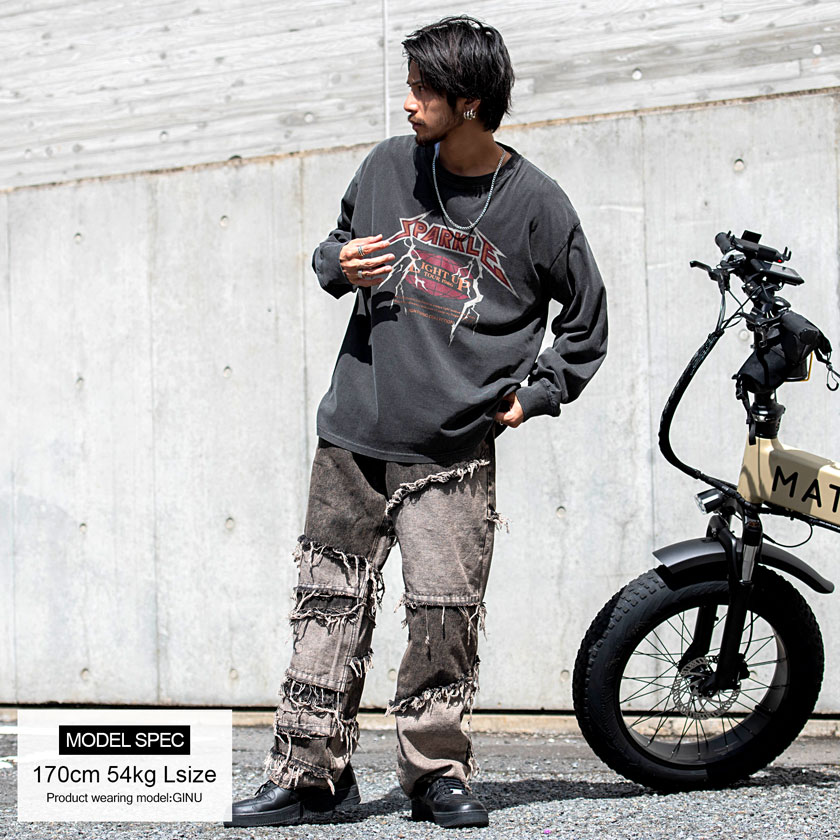 ロンT メンズ Tシャツ 長袖 プリント クルーネック ロックT バンドT ピグメント 古着風 ユーズド CavariA : caef23-03 :  SILVER BULLET Yahoo!店 - 通販 - Yahoo!ショッピング