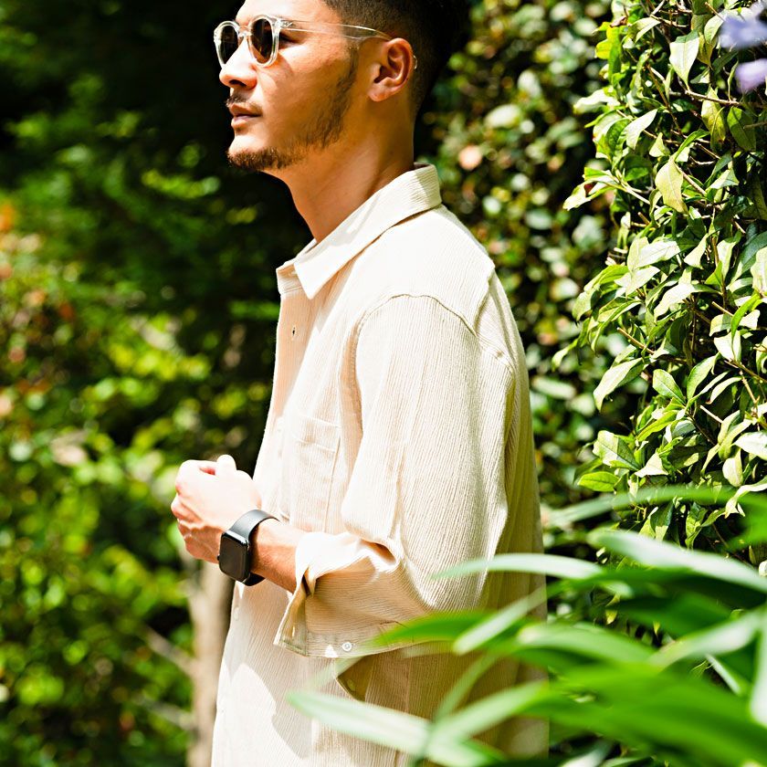 CavariA シャツ メンズ 7分袖 七分袖 カジュアルシャツ 白シャツ