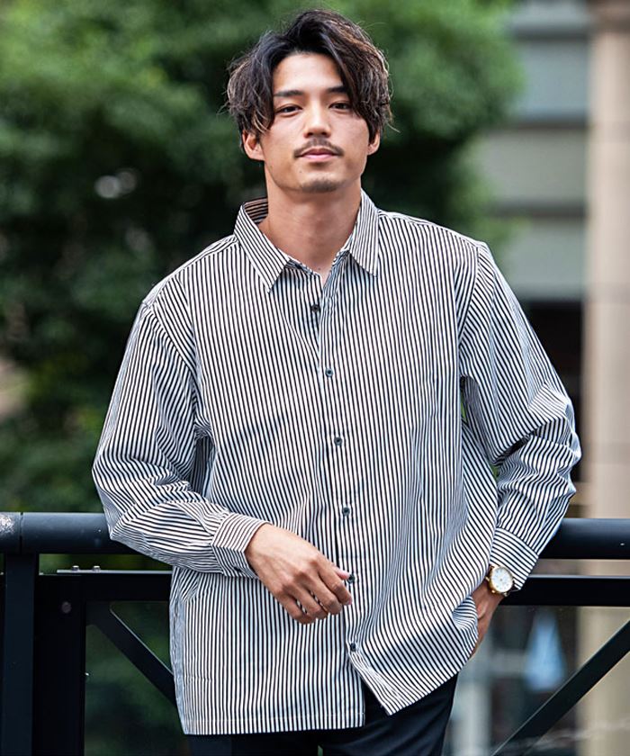 カジュアルシャツ メンズ ブランド おしゃれ 大きいサイズ 日本製 長袖 ブロード 無地 ストライプ CavariA 30代 40代 50代 ファッション (郵) | CavariA | 06