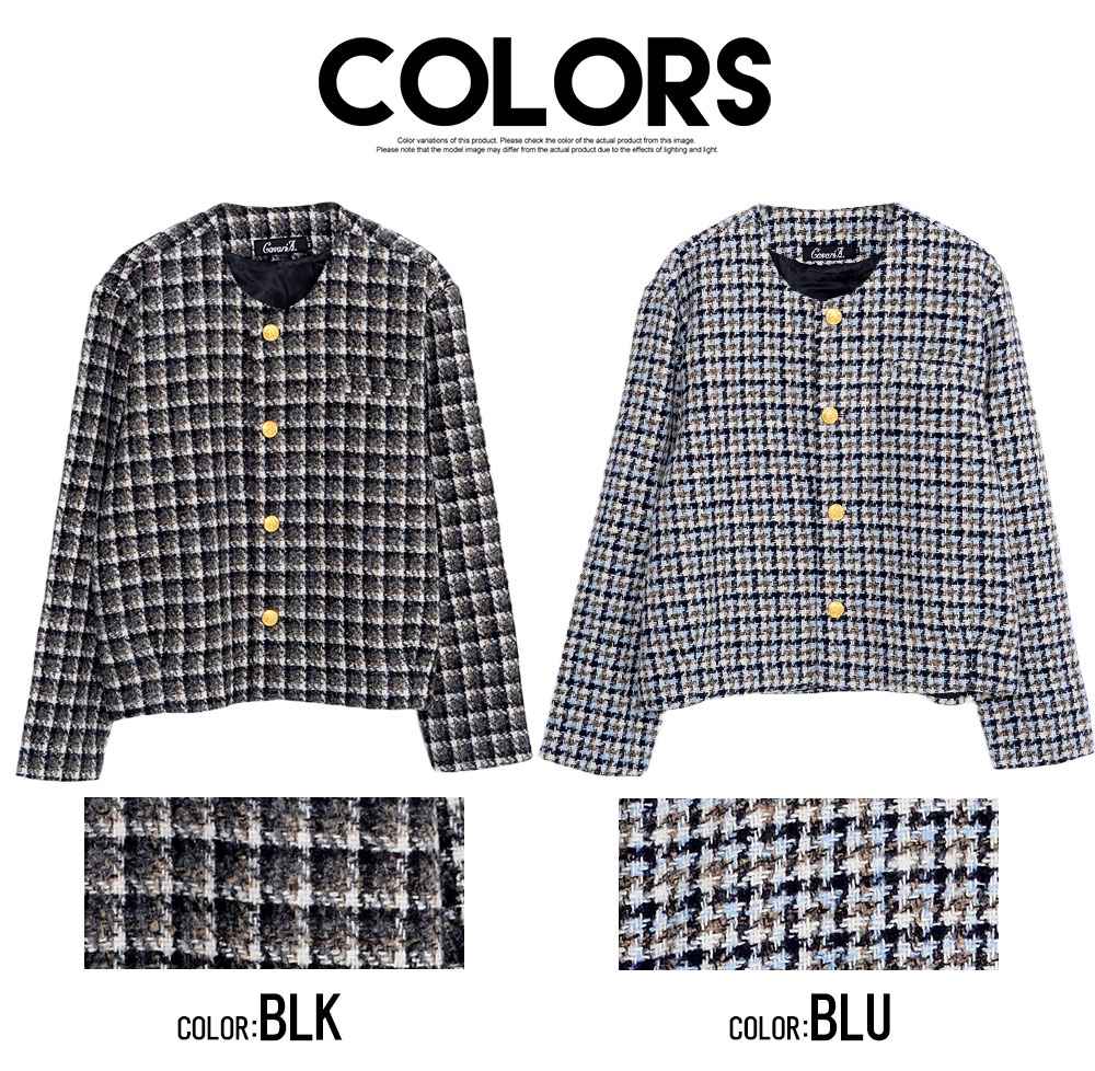 CavariA（キャバリア） ジャケット メンズ ノーカラー ツイード