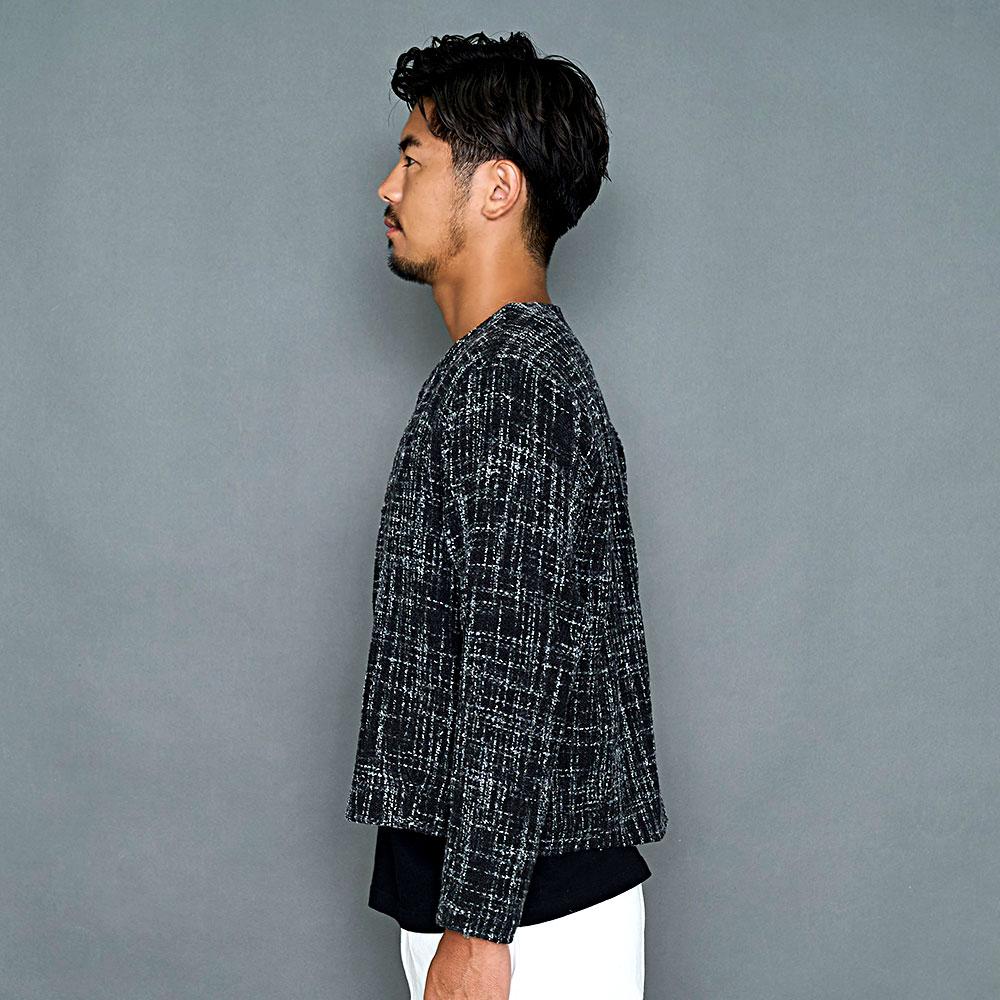 CavariA（キャバリア） ジャケット メンズ ノーカラー ツイード