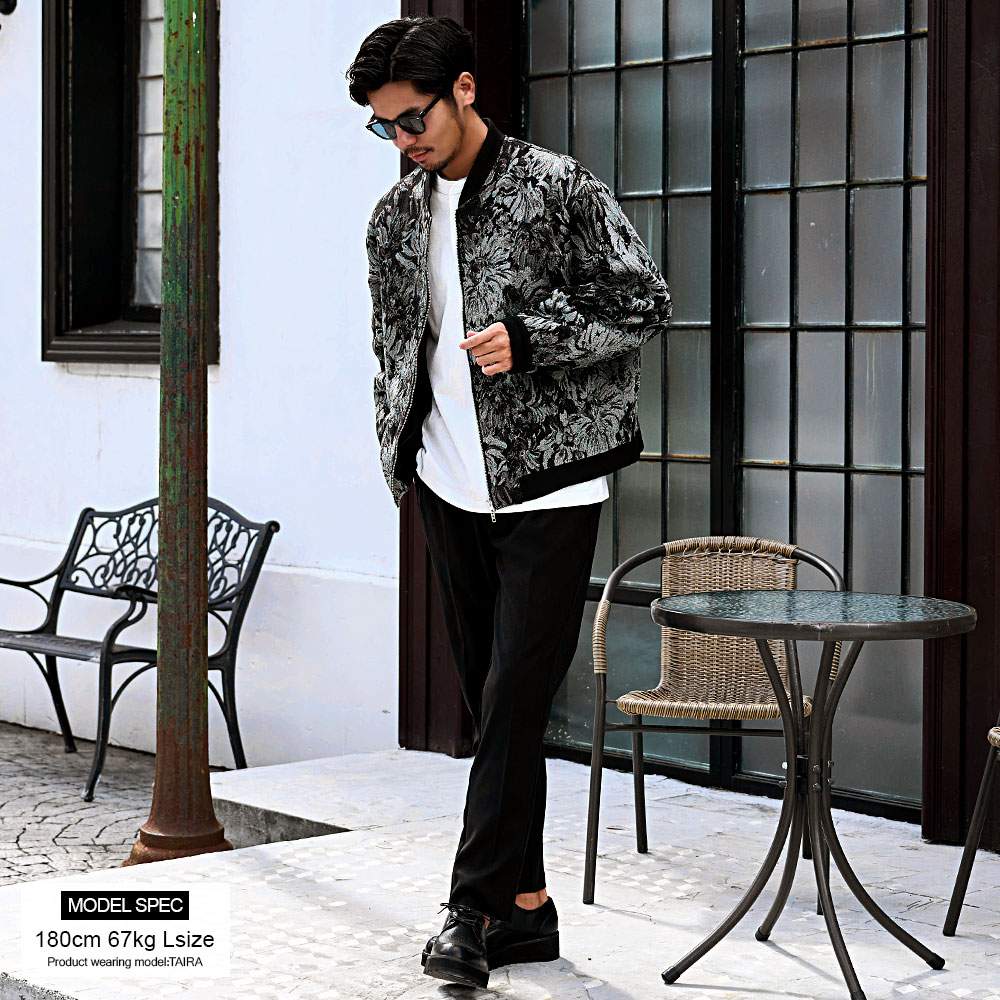 CavariA（キャバリア） MA1 メンズ ジャケット 花柄 総柄 ブルゾン