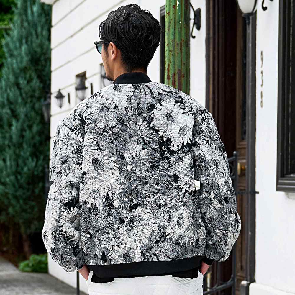 CavariA（キャバリア） MA1 メンズ ジャケット 花柄 総柄 ブルゾン