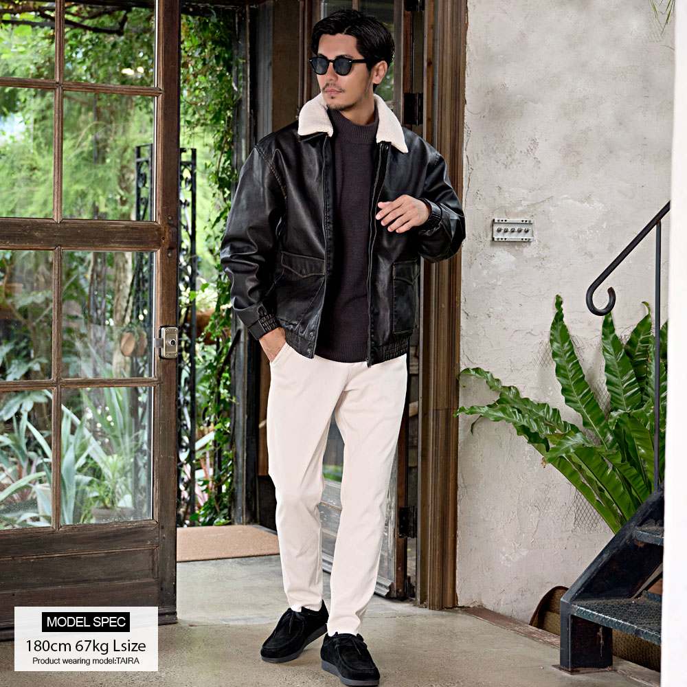 CavariA（キャバリア） レザージャケット メンズ 2WAY ボア襟 革ジャン