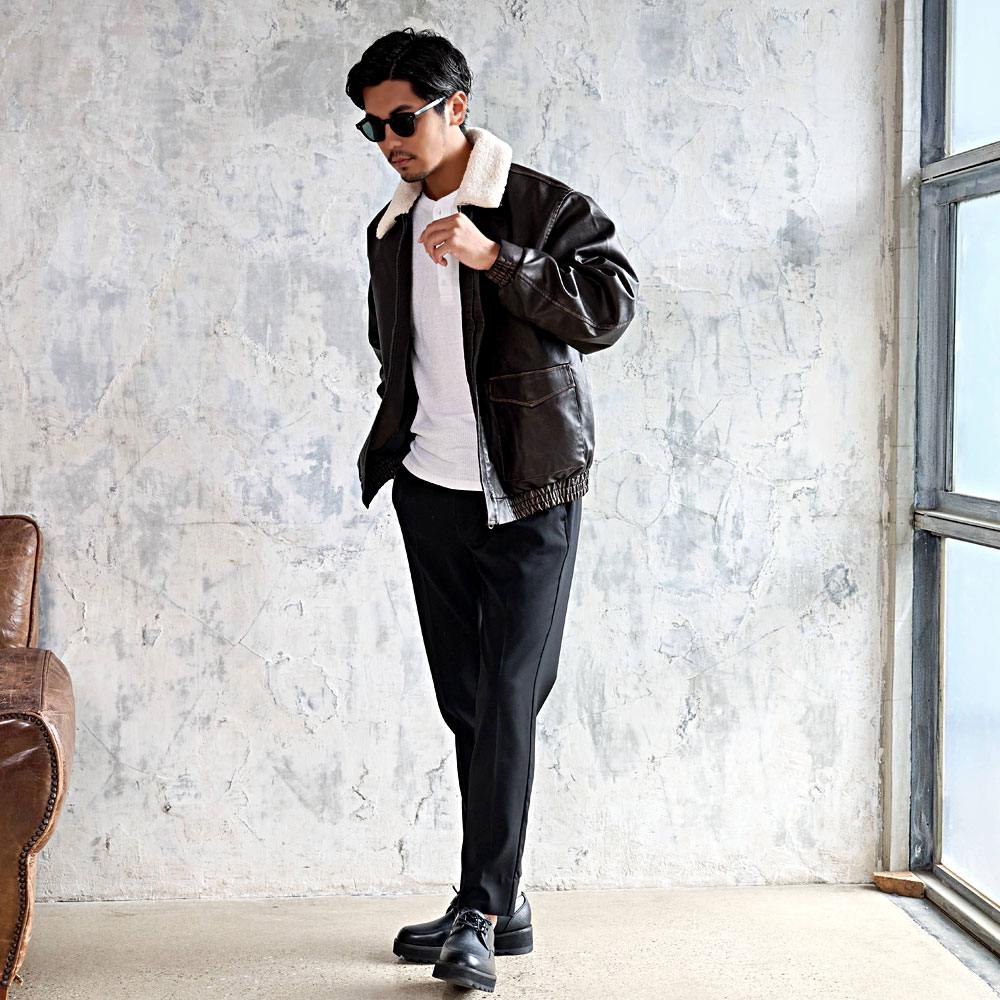 CavariA（キャバリア） レザージャケット メンズ 2WAY ボア襟 革ジャン