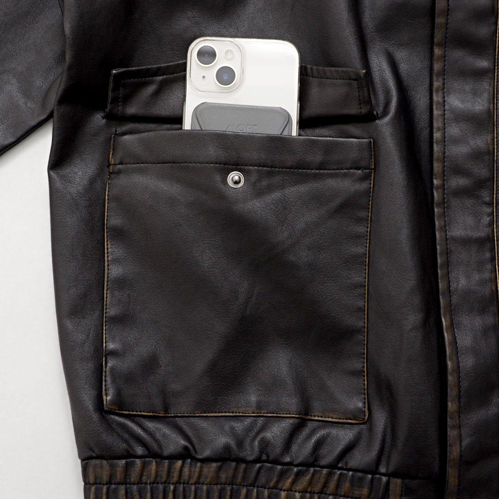 CavariA（キャバリア） レザージャケット メンズ 2WAY ボア襟 革ジャン