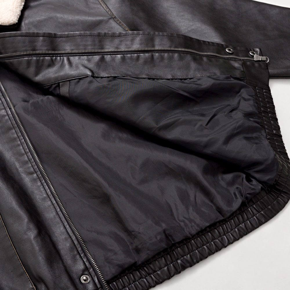 CavariA（キャバリア） レザージャケット メンズ 2WAY ボア襟 革ジャン