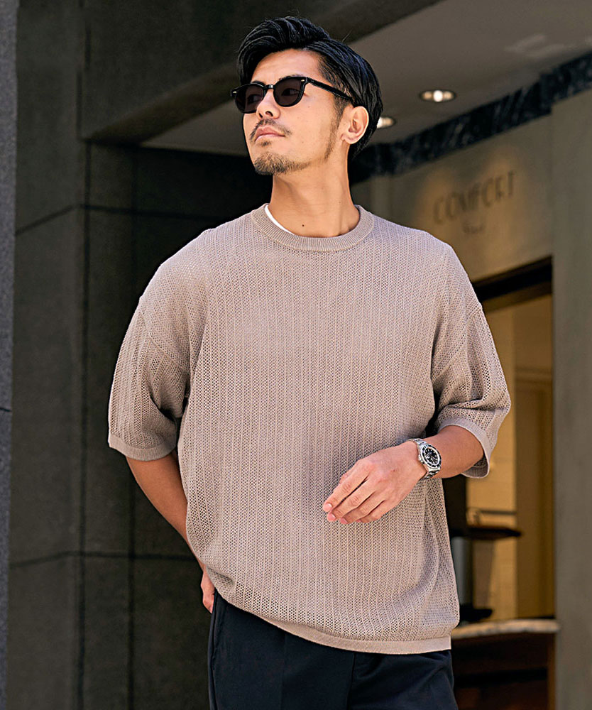 エルメス　メンズサマーニット　綿素材 XS HERMES】【イタリア製】【トップス】エルメス『Vネック 半袖