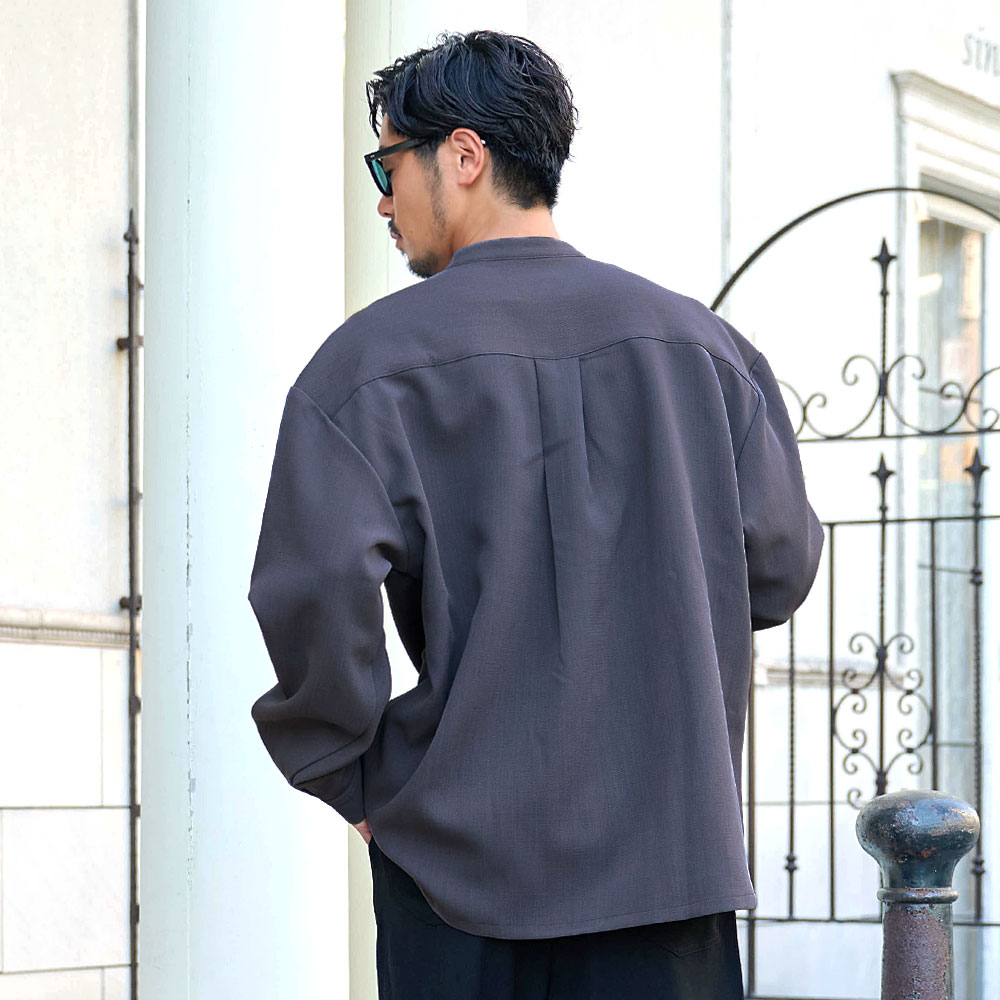 シャツ メンズ 長袖 長袖シャツ ブランド おしゃれ カジュアルシャツ 大きいサイズ トップス インナー プルオーバー ハーフジップ バンドカラー スキッパー 無地 シンプル CavariA 大人 20代 30代 40代 50代 ちょいワル ユニセックス 男性 男 服 秋 冬 秋冬 [CAHP25-40] CavariA（キャバリア） シャツ メンズ 長袖 ブランド 大きいサイズ