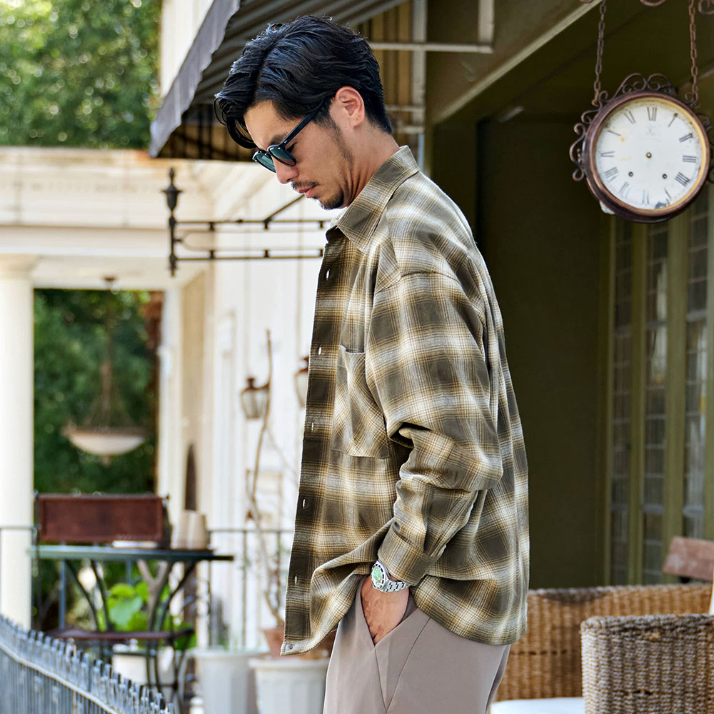 チェックシャツ メンズ スピンドルシャツ 長袖シャツ 羽織りシャツ カジュアルシャツ トレンドシャツ チェック柄 大柄チェック シャツジャケット シャツアウター CavariA 大人 20代 30代 40代 50代 ちょいワル ユニセックス 男性 男 服 秋 冬 秋冬 ファッション [CAHP25-41] CavariA（キャバリア） チェックシャツ メンズ スピンドル 長袖 羽織り