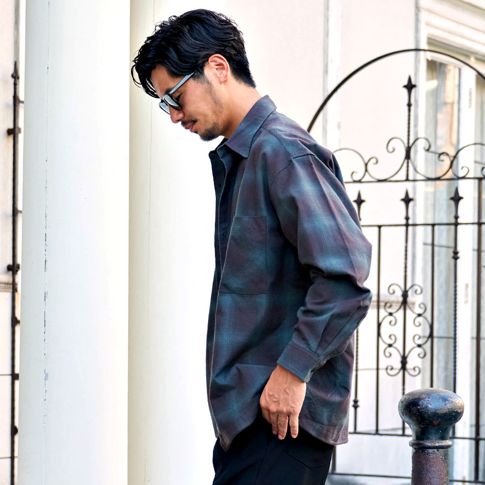 CavariA（キャバリア） チェックシャツ メンズ スピンドル 長袖 羽織り