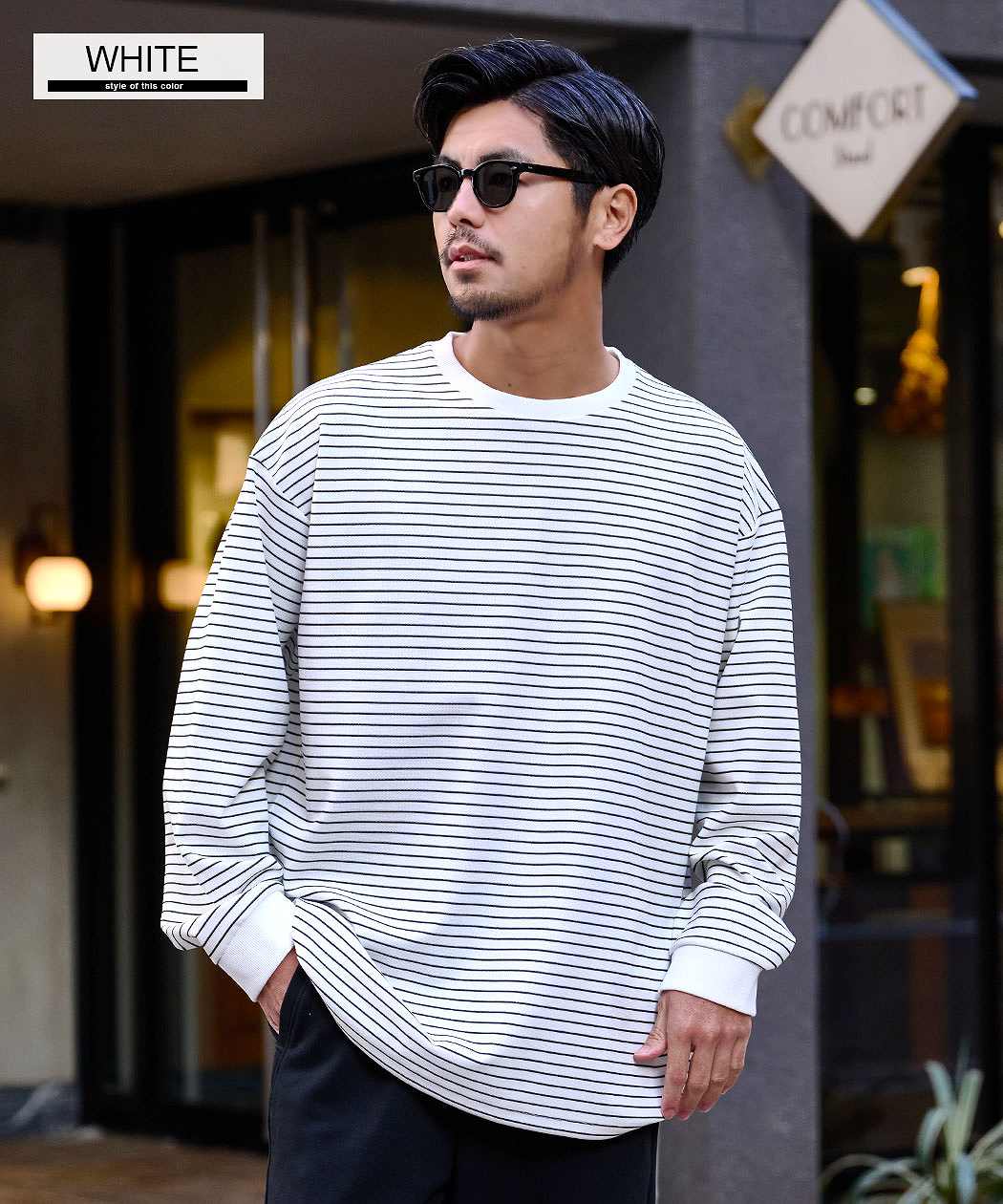 CavariA（キャバリア） ロンT メンズ 長袖Tシャツ 薄手 ボーダー柄