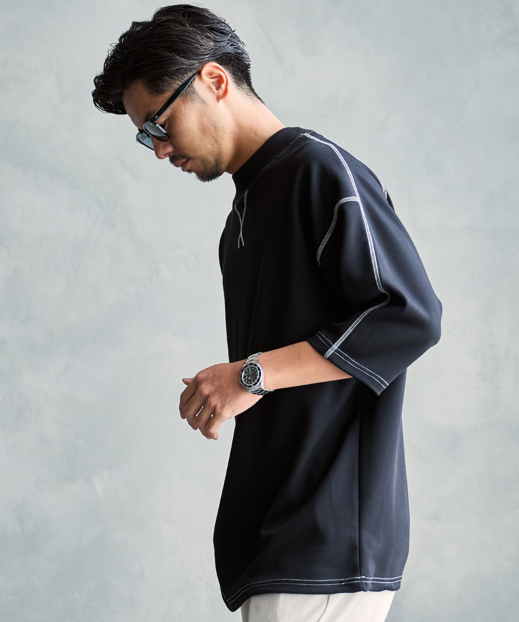CavariA（キャバリア） Tシャツ メンズ 半袖 モックネック カラー