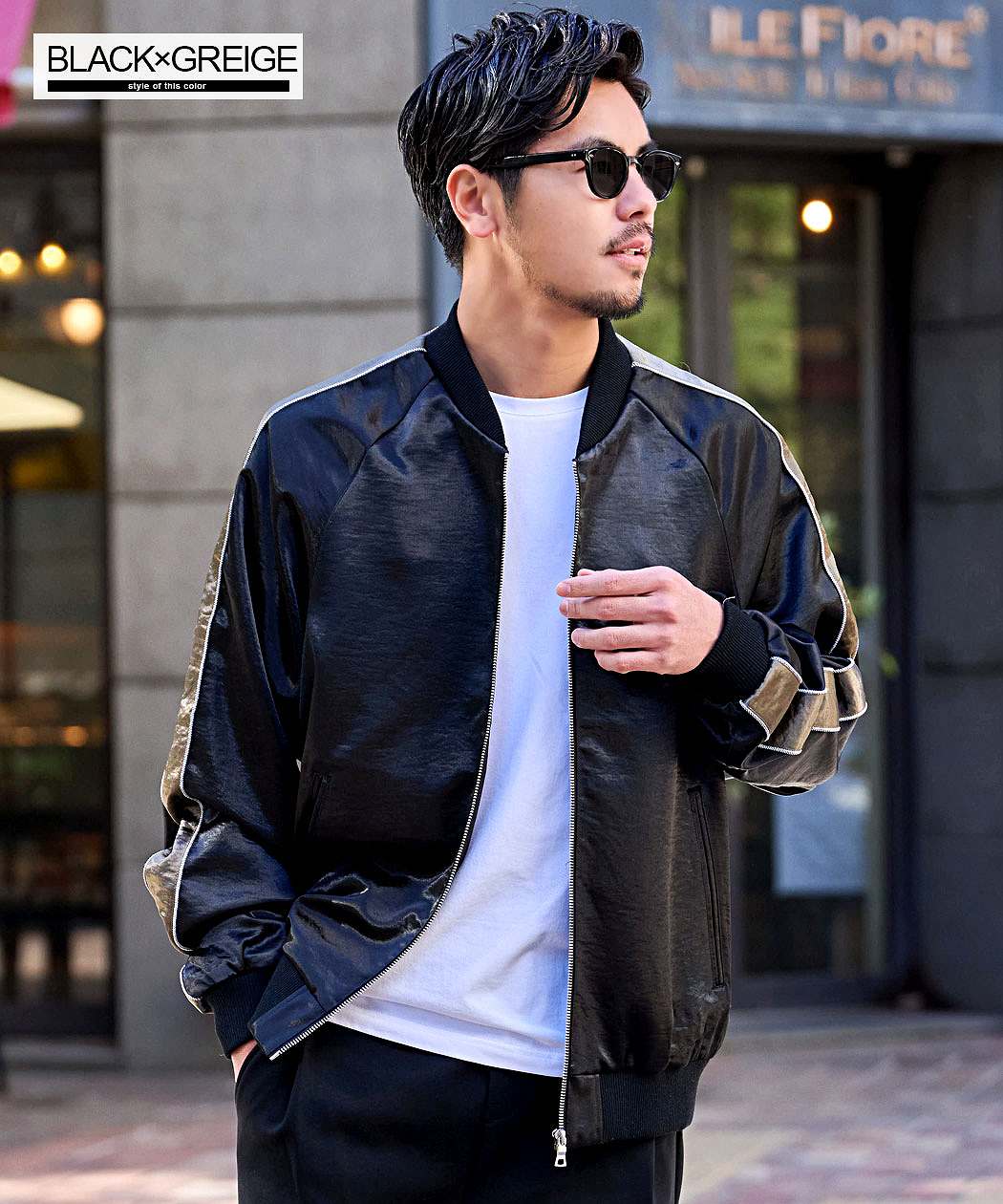 サテンジャケット メンズ ライトアウター ジャージ ブルゾン 大きい