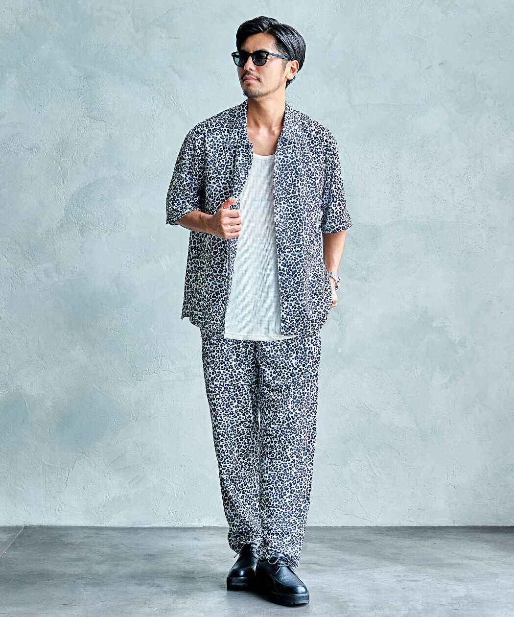 CavariA（キャバリア） シャツ メンズ 半袖 レオパード 豹柄 プリント