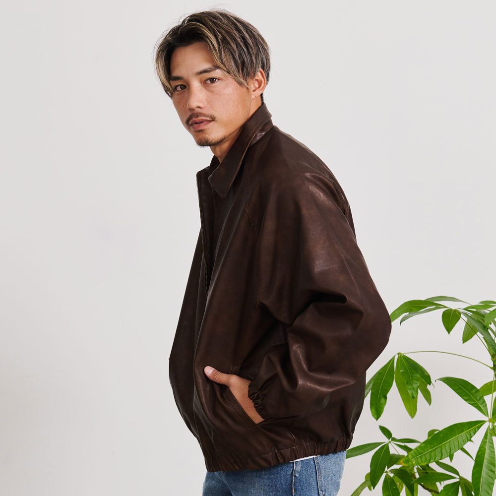 CavariA レザージャケット メンズ 革ジャン ボンバージャケット