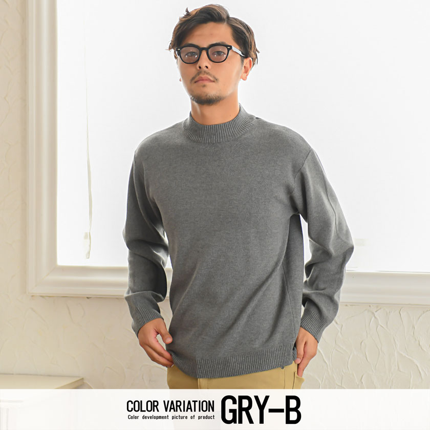 CavariA ニット メンズ セーター 長袖 クルーネック モックネック  