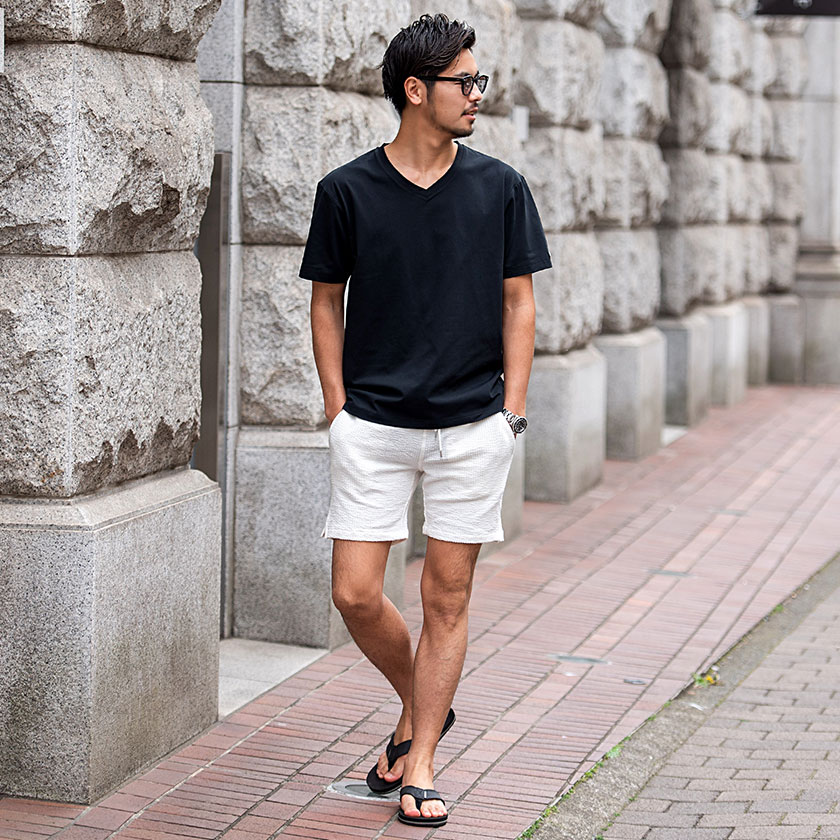 CavariA ハーフパンツ メンズ おしゃれ 短パン ストライプ