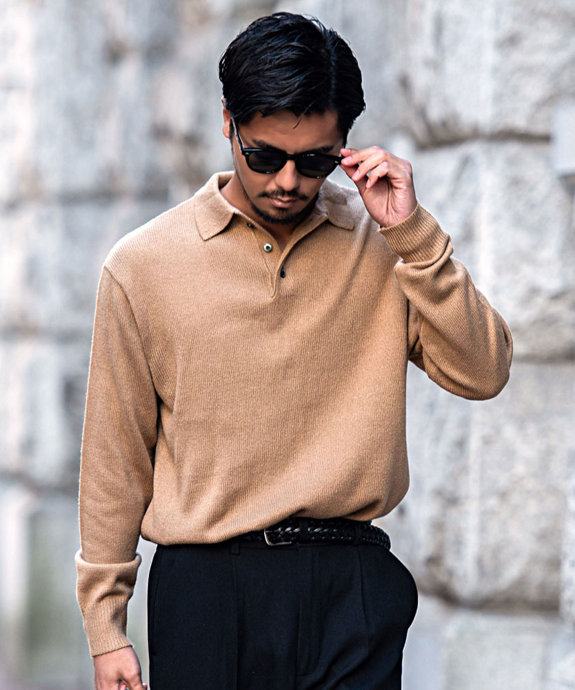 【極美品】Settefili Cashmere ハイゲージ　ニットポロシャツ 極美品】Settefili Cashmere ハイゲージ ニットポロシャツ