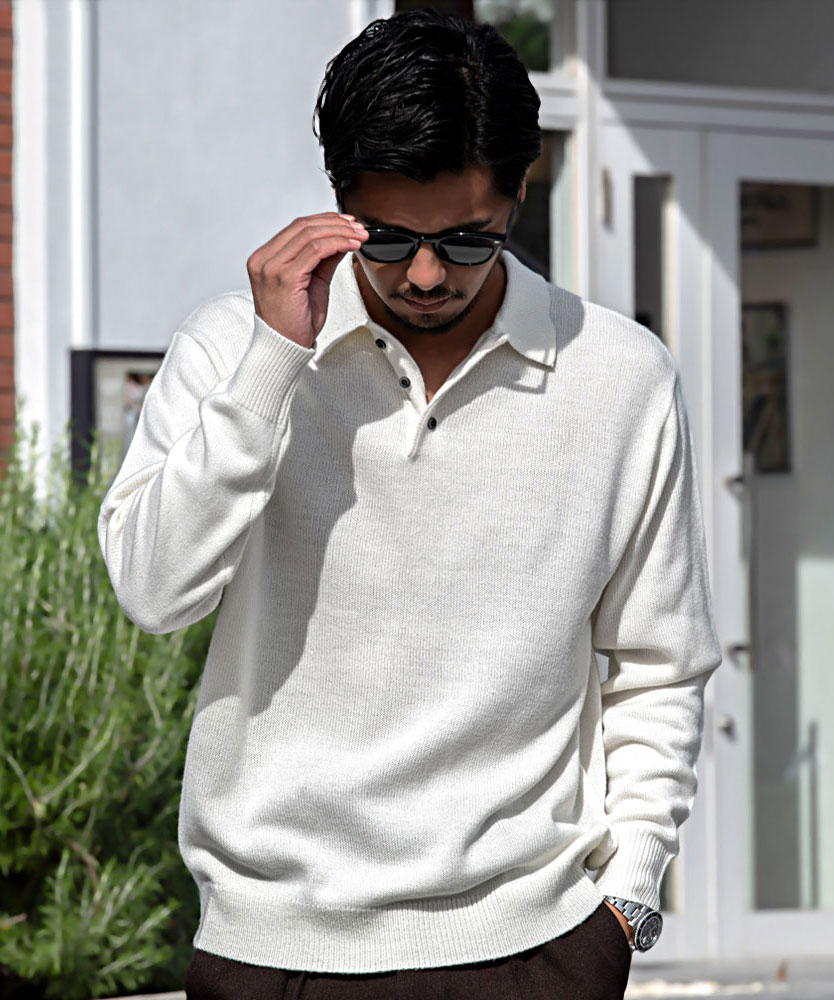 【極美品】Settefili Cashmere ハイゲージ　ニットポロシャツ A330001049_01?$VS_1500$