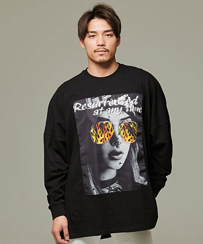 長袖Tシャツ メンズ ロンT 白T 黒 オーバーサイズ レディース カジュアル フォトプリント ストリート ユニセックス トップス 春 秋 冬  CavariA