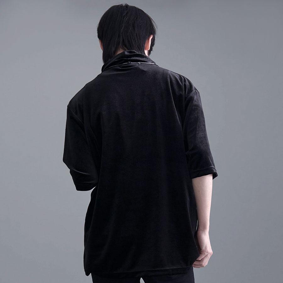 半袖Tシャツ タートルネック オフタートル ブラック 黒 ドレープ メンズ ファッション ネックレス｜silverbulletxfuga｜08